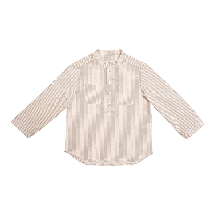 Huttelihut Emil shirt - Linen stripes - Off-white