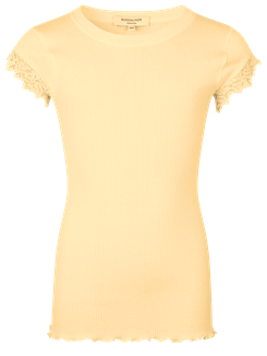 Rosemunde Silk t-shirt m/ blondeærmer - Lemon creme