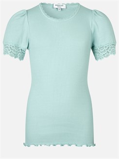 Rosemunde Organic t-shirt regular w/ lace - Caribbean creme