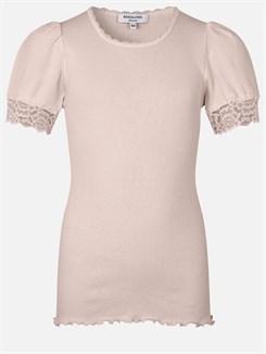 Rosemunde Organic t-shirt regular w/ lace - Soft Rose