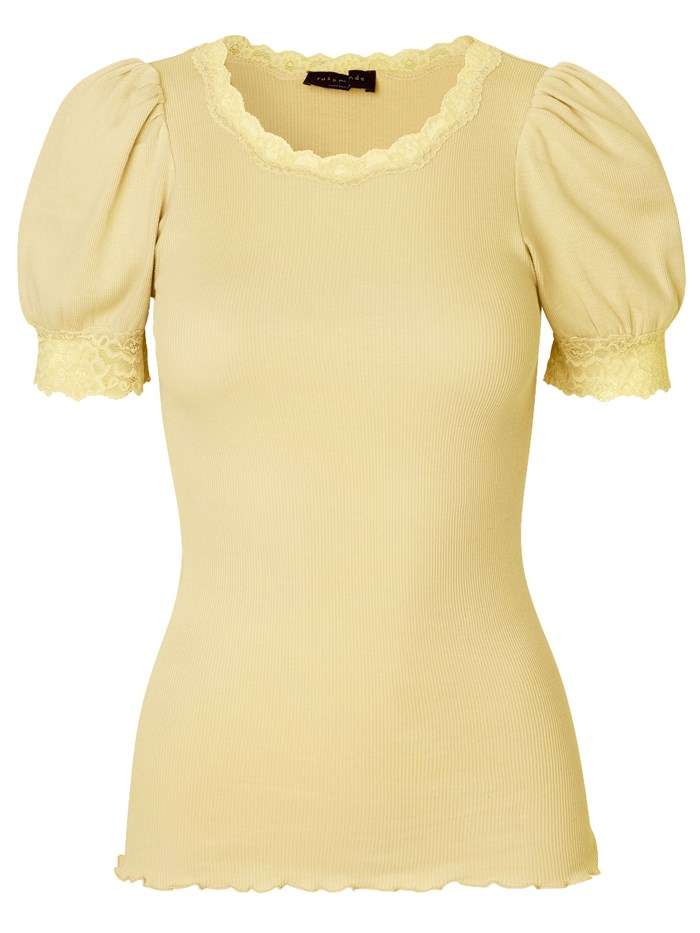 Rosemunde Organic t-shirt regular w/ lace - Lemon creme