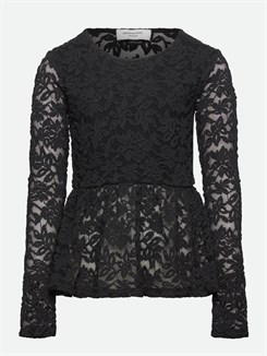 Rosemunde long sleeve t-shirt w/lace - Black