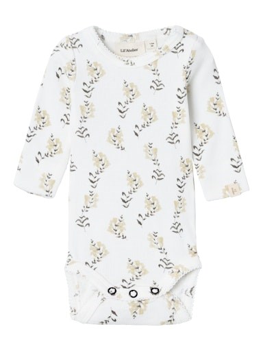 Lil\' Atelier Gavo LS slim body - Coconut milk AOP Yellow flower