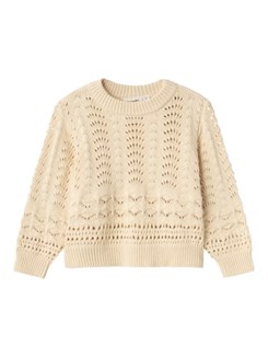 Lil' Atelier Lale LS knit - Bleached Sand