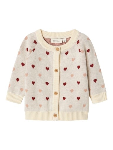 Lil\' Atelier Saran LS knit cardigan - Turtledove hearts