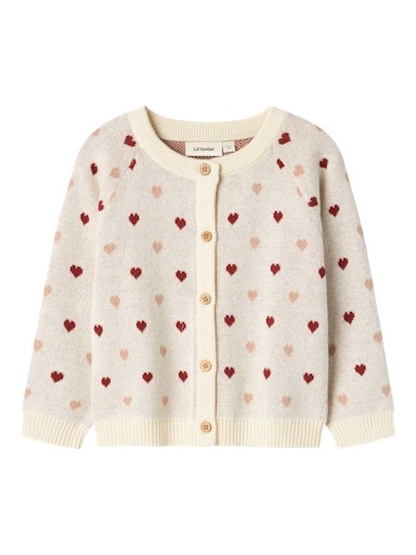 Lil\' Atelier Saran LS knit cardigan - Turtledove hearts