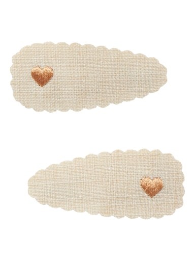 Lil\' Atelier Facc-Olala 2-pak hair clips - Turtledove hearts - Sand