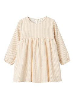 Lil' Atelier Lino LS loose dress - Coconut milk