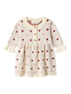 Lil' Atelier Saran LS knit dress - Turtledove hearts