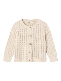 Lil' Atelier Fauci LS short knit cardigan - Sandshell