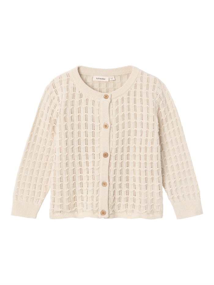 Lil\' Atelier Fauci LS short knit cardigan - Sandshell