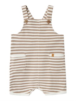 Lil' Atelier Jonas short loose overall - Mocha meringue stripes