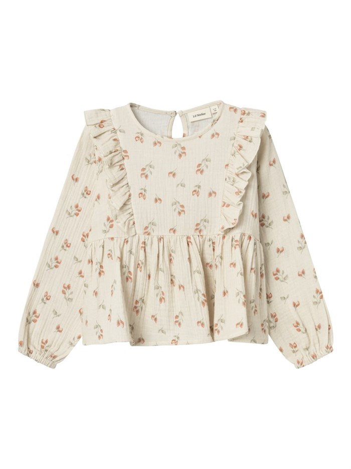 Lil\' Atelier Biba LS loose shirt - Turtledove strawberry