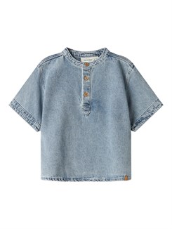 Lil' Atelier Fundo SS lockeres Jeanshemd – Medium Blue Denim