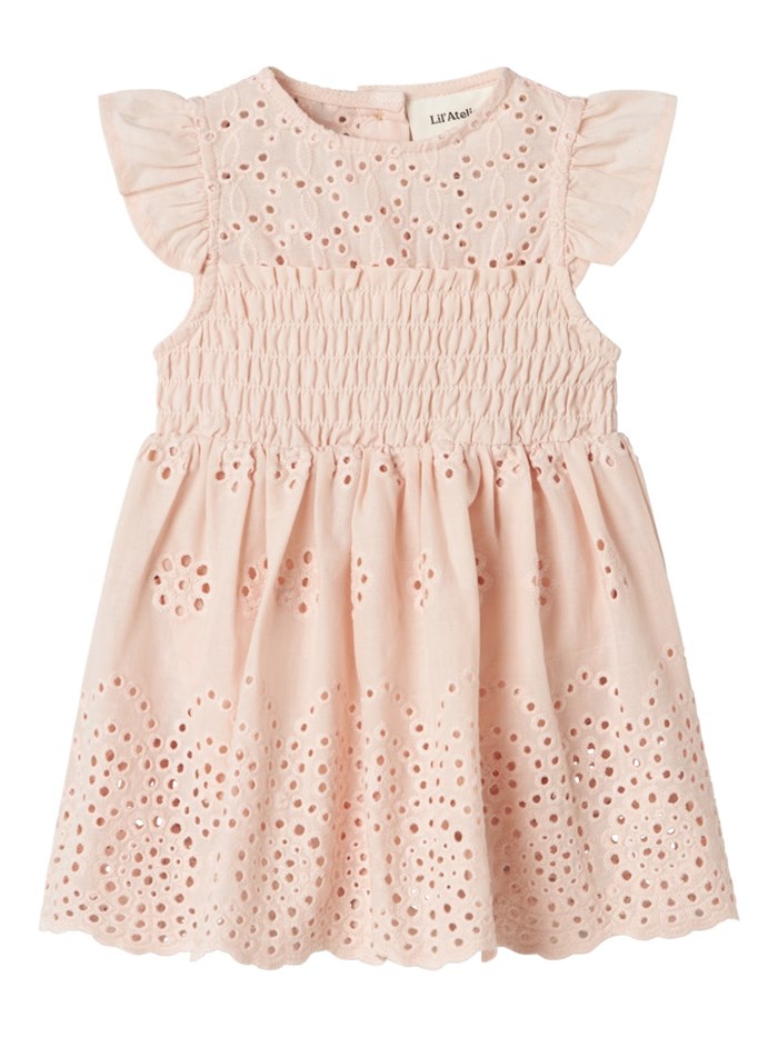 Lil\' Atelier Frilla SS-Bodykleid aus lockerem Tüll – Peach Blush