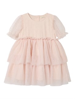 Lil' Atelier Frilla SS lockeres Tüllkleid – Peach Blush