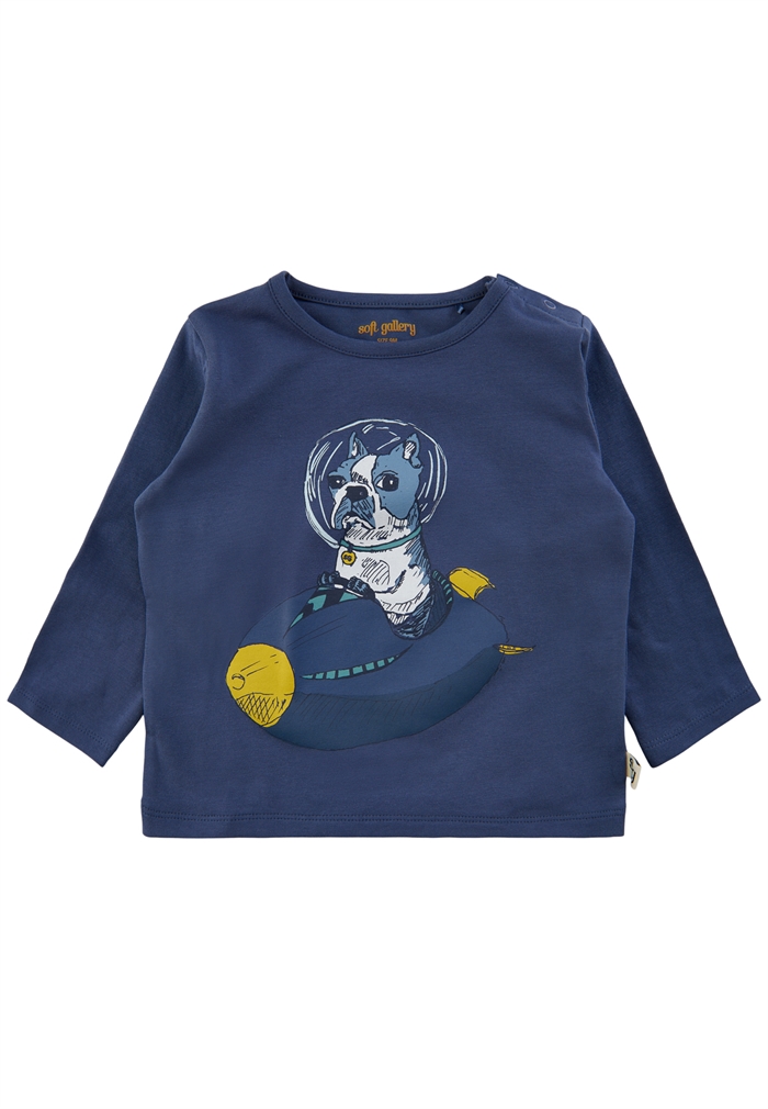 Soft Gallery Geo Tee LS - Blue Indigo