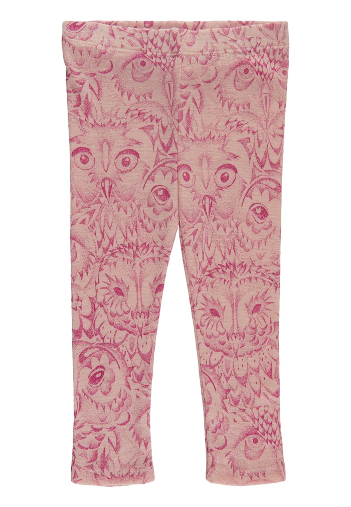 Soft Gallery Paula Baby Leggings, AOP Owl LIMITED wool - Cameo rose