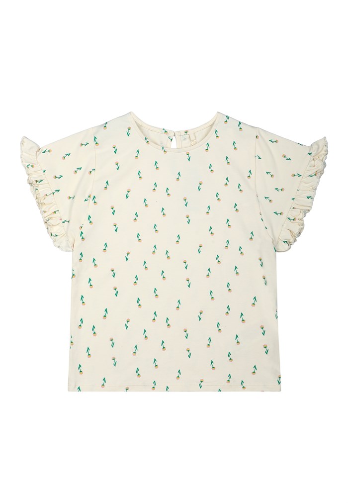 The New Kaisa T-shirt SS - White Swan Small Flower AOP