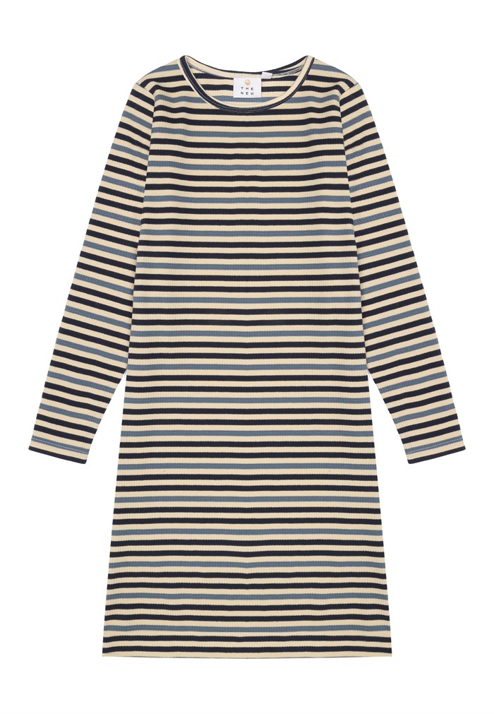 The New Lena LS rib dress - Navy Blazer