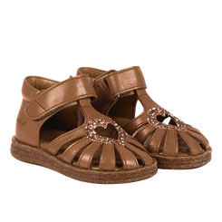 Angulus hjerte sandal med velcro - Almond/Maple Glitter