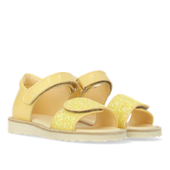 Angulus Laksandal med funklende glitterdetalje og velcro (smal til normal pasform) - Mellow Yellow/Pineapple glitter