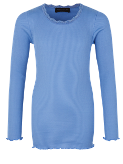 Rosemunde Silk t-shirt regular w/ lace - Blue allure